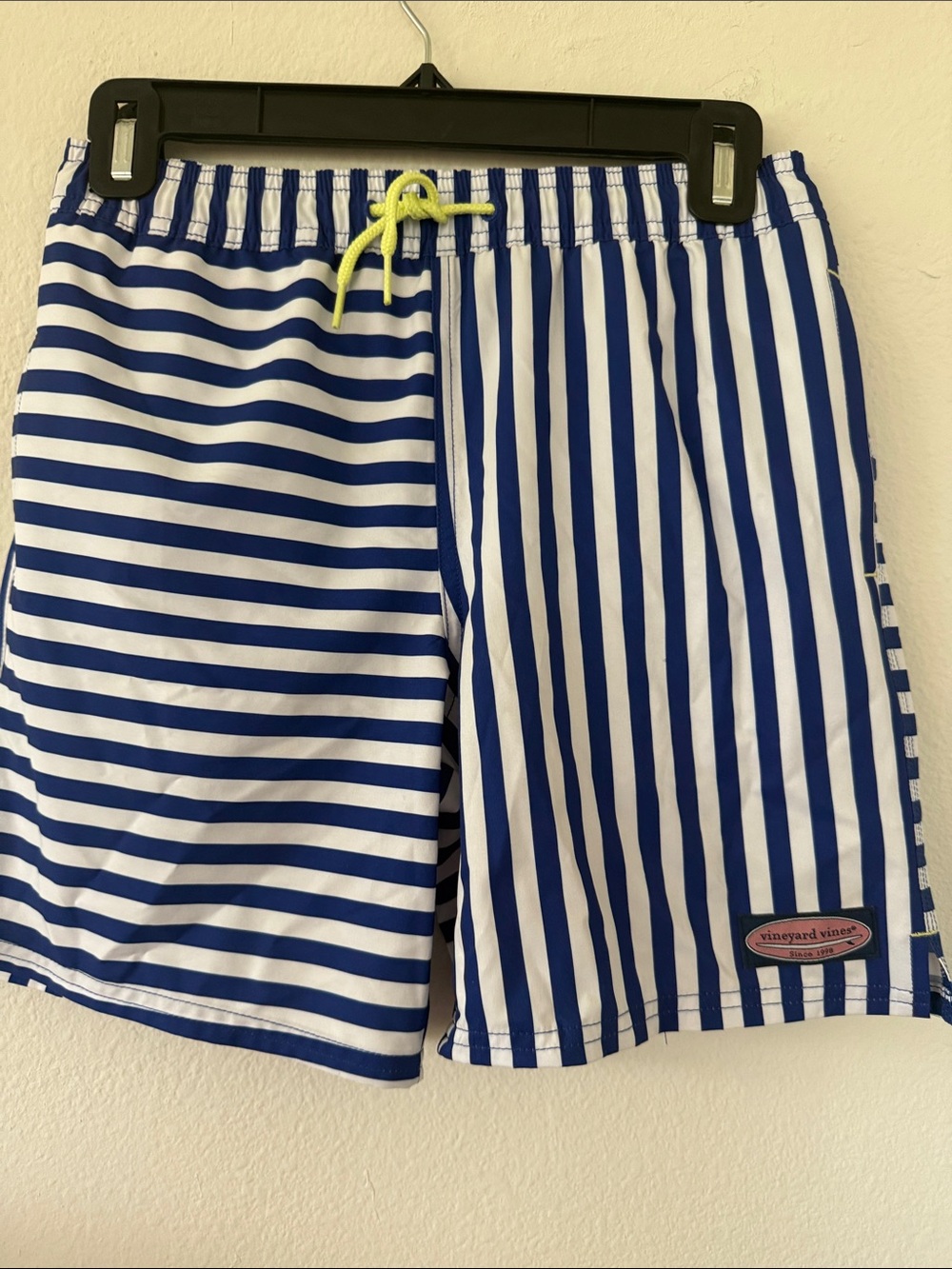 Vineyard Vines Blue and White Striped Swim Trunks with front pockets